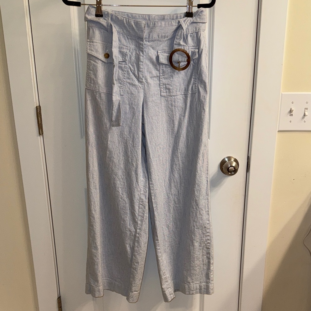 Loft Curvy 2 Petite Blue Wide Leg Trousers Pockets
